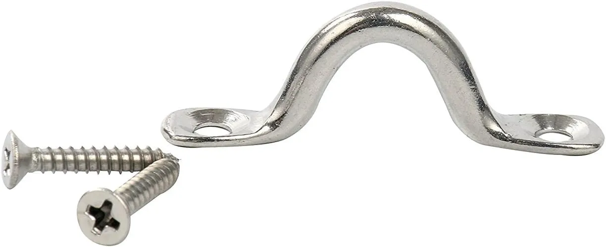 Amarine Made Pack of 6 Stainless Steel Bimini Boat Top PAD Eye, Eye Straps, Tie Down, Kayak Deck Loops, Tie Down Anchor Point, footman's Loop for Kayak Canoe Rigging