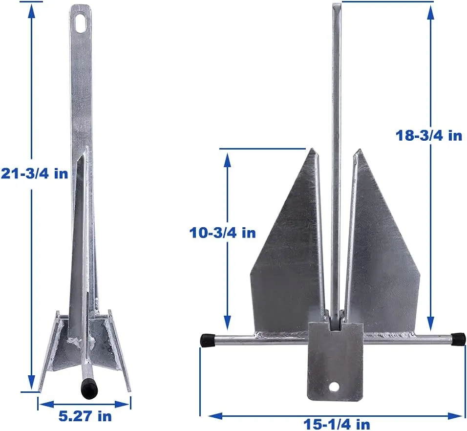 Anchor Kit Fluke Anchor with Anchor Chain and Boat Anchor Rope Set for Boats Pontoon, Deck, Fishing, and Sail