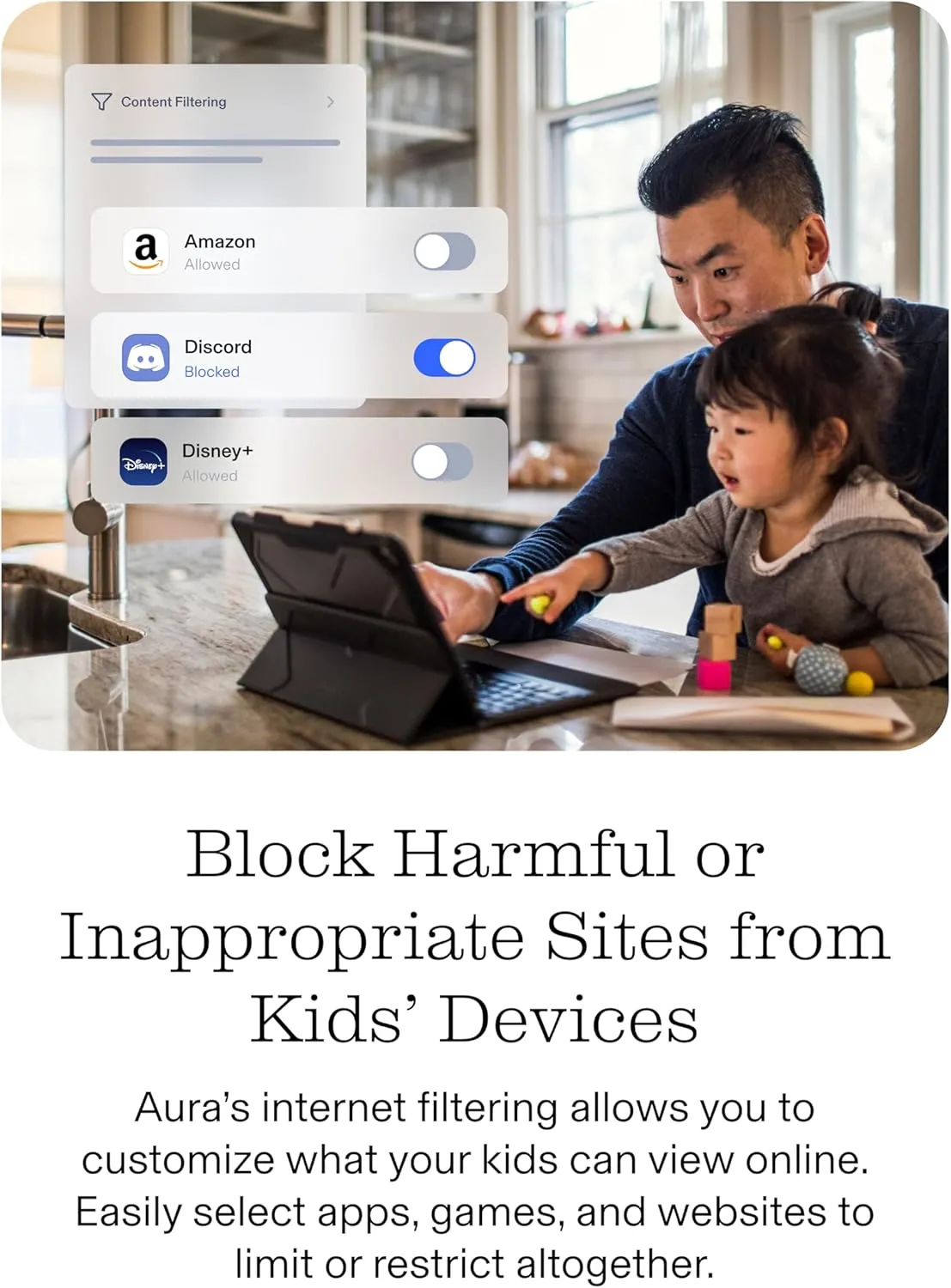 Aura Premium Online Safety | Parental Controls by Circle, Antivirus, VPN | Content Blocking, Filtering, Screen Time Limits | Android, iOS, Mobile, Tablet | 1 Yr Prepaid Subscription [Online Code]