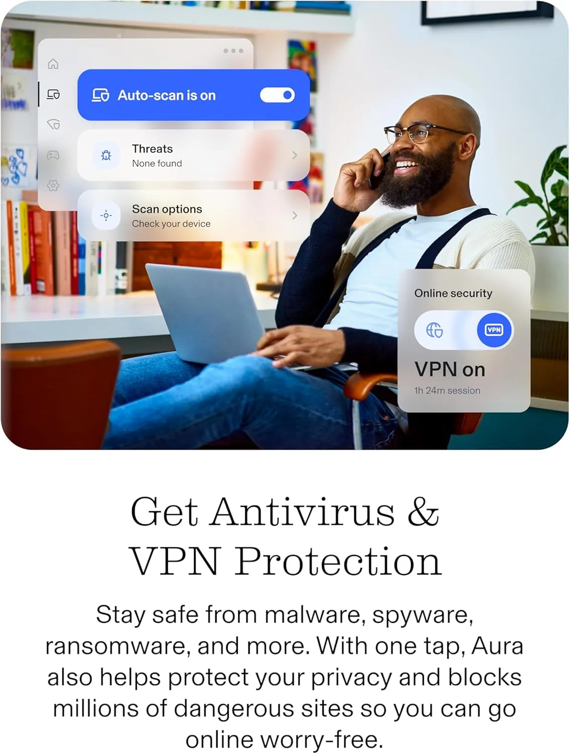 Aura Premium Online Safety | Parental Controls by Circle, Antivirus, VPN | Content Blocking, Filtering, Screen Time Limits | Android, iOS, Mobile, Tablet | 1 Yr Prepaid Subscription [Online Code]