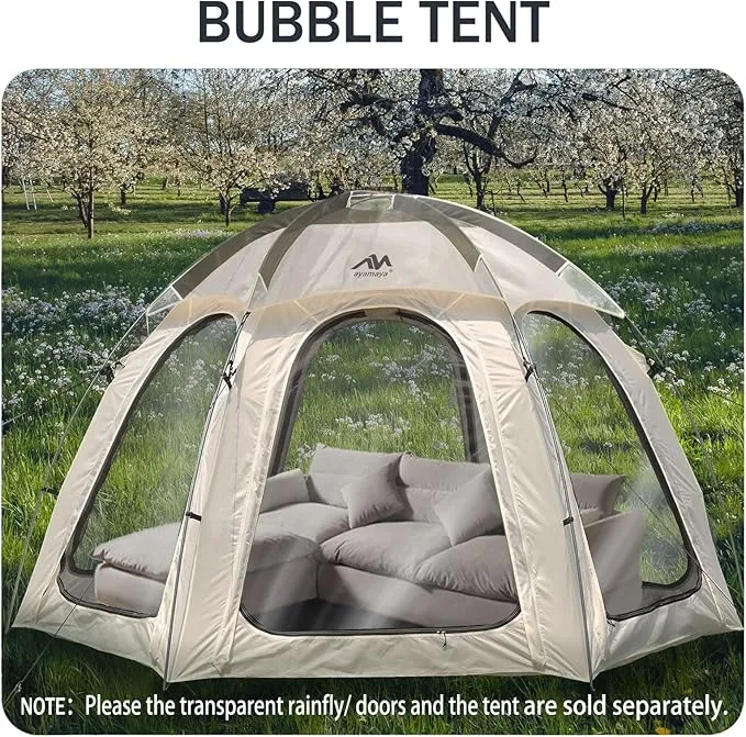 AYAMAYA Screen Tent 10x10 FT Outdoor Camping Tent Canopy with Removable Waterproof Rainfly & Ground Sheet, Luxury Yurt Glamping Tent Screened Shelter Gazebos for Patios Camping Acitvities