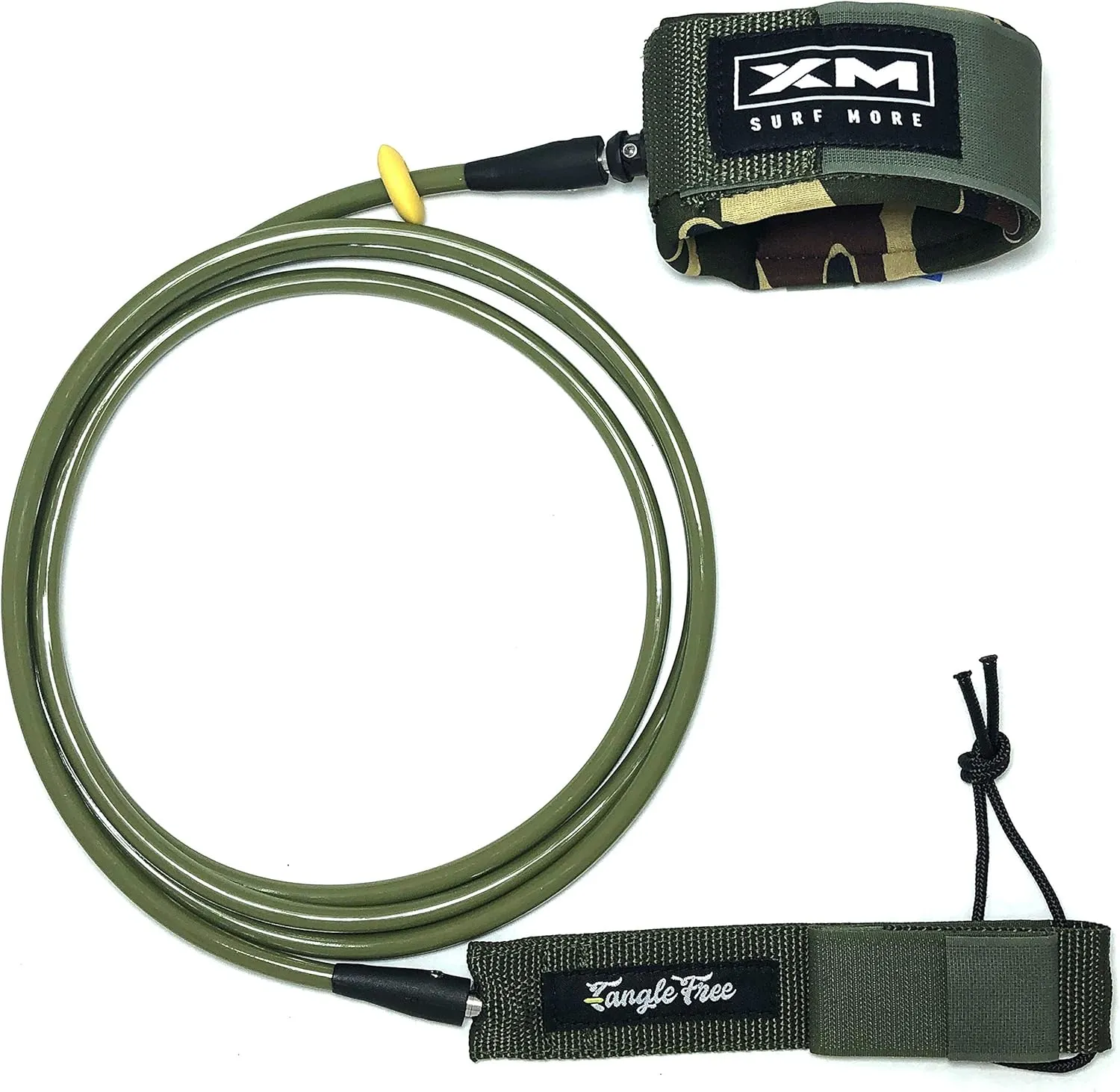 Big Wave 6ft-12ft Surfboard Leash with Tangle Free Upgrade, Cord Thickness (.313in), Key Pocket, Unbreakable Swivels, Detachable Railsaver, Made in USA