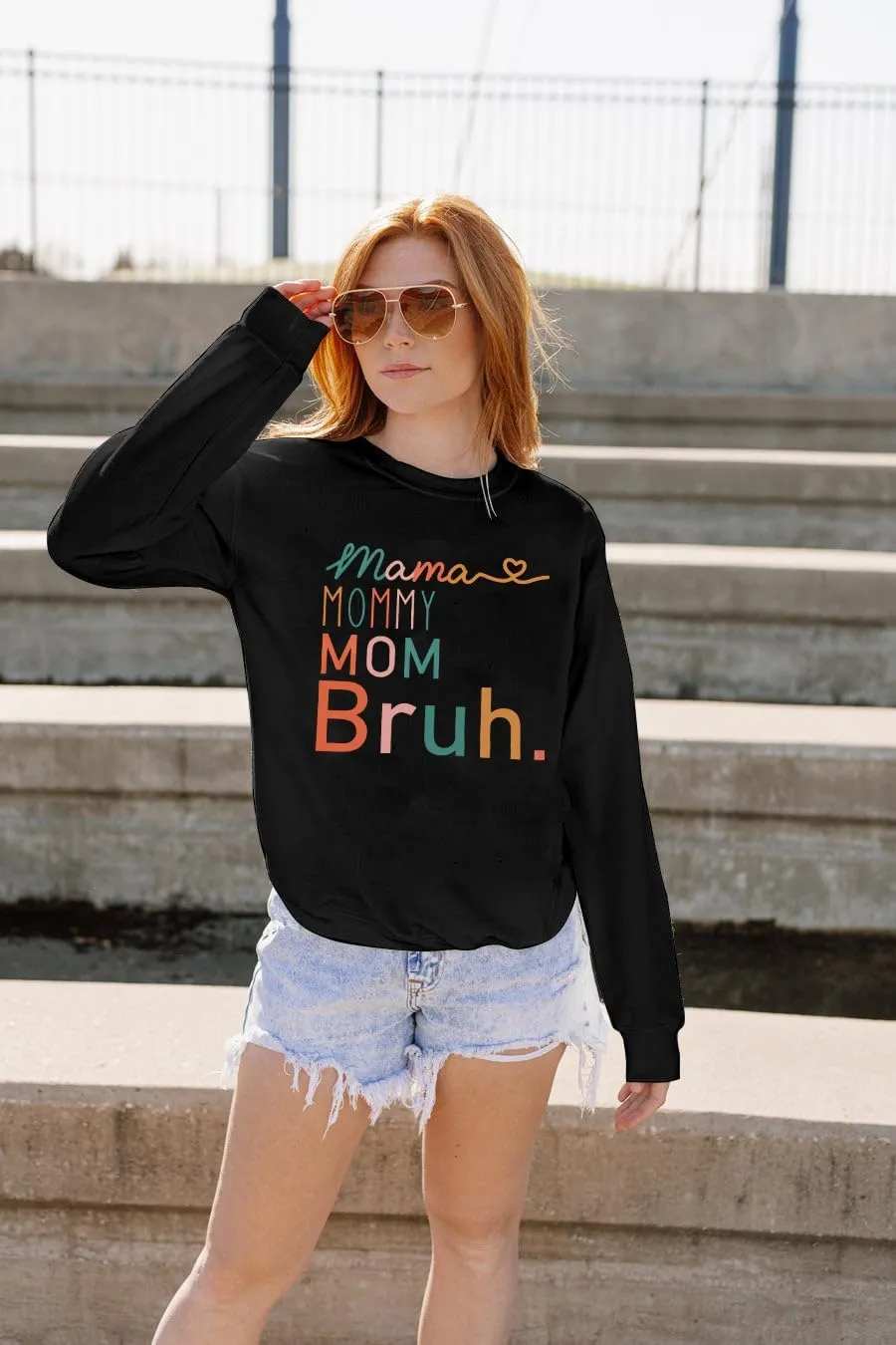 BLANCHES Mama Sweatshirt Women Mama Mommy Mom Bruh Funny Mom Life Sweatshirts Pullover Tops Casual Long Sleeve Shirt