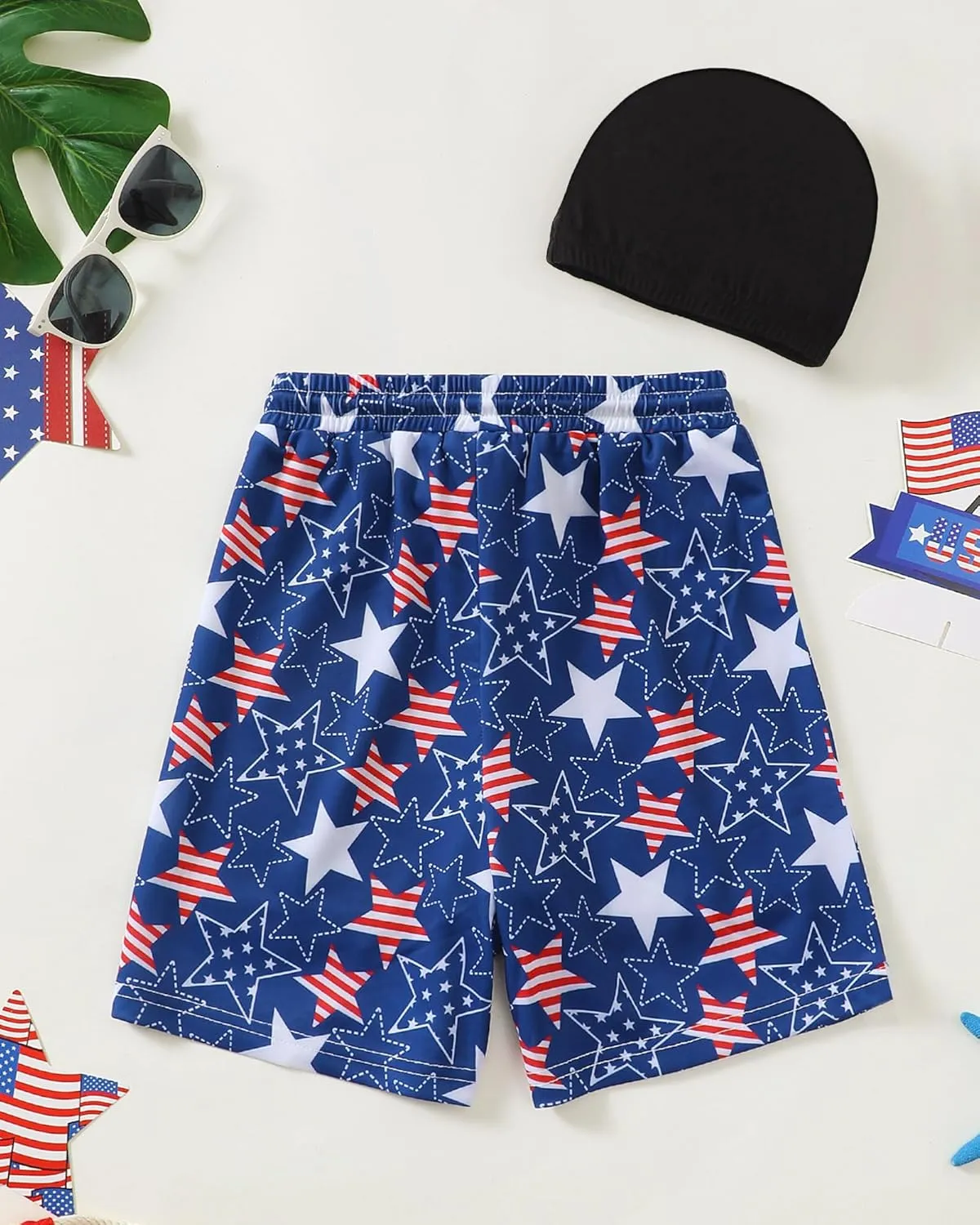 Boys Swim Trunks 2-16 Years Compression Liner Swimsuit Shorts fo Kids Quick-Dry Stretch Swimwear (Includes Swim Cap)