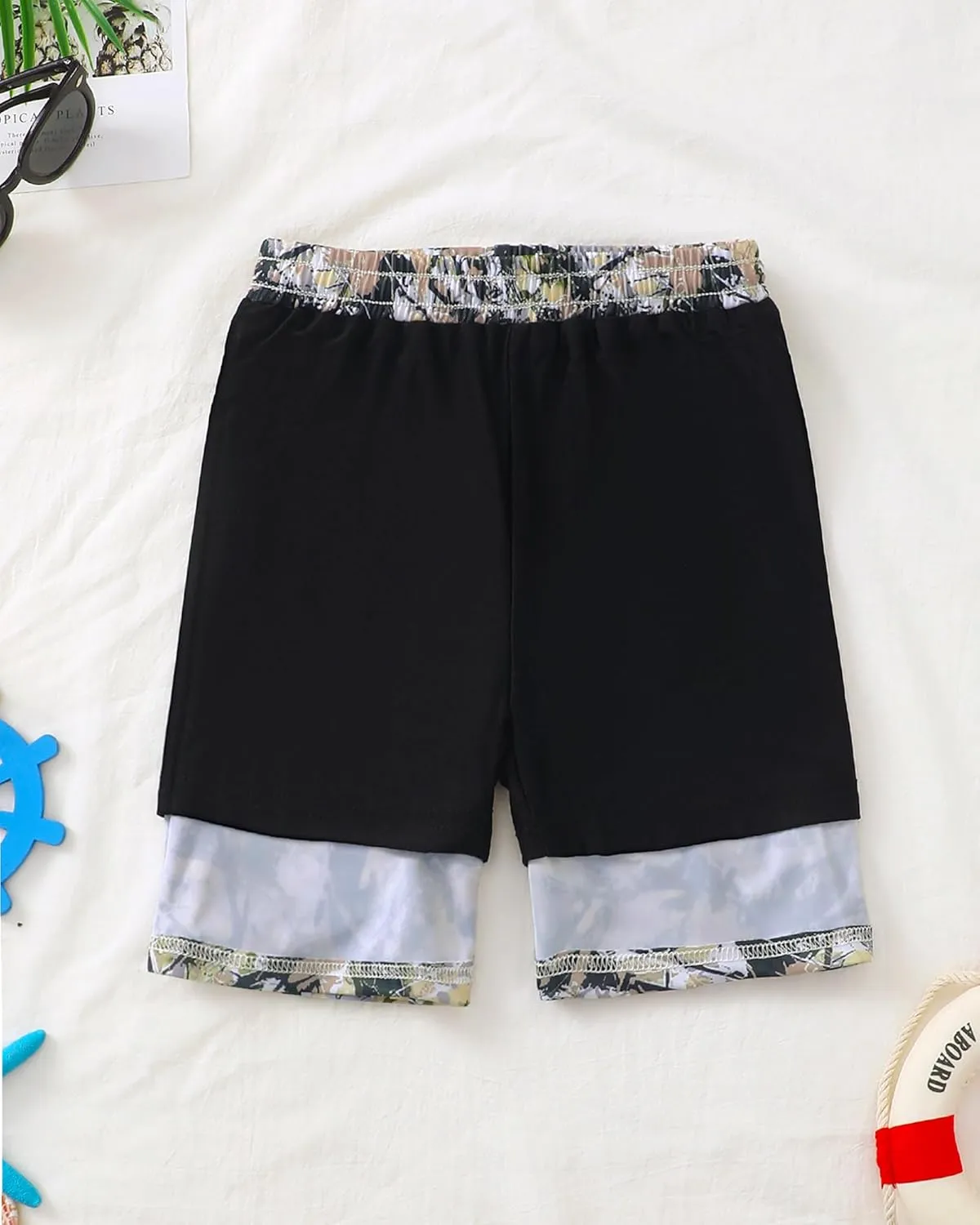 Boys Swim Trunks 2-16 Years Compression Liner Swimsuit Shorts fo Kids Quick-Dry Stretch Swimwear (Includes Swim Cap)