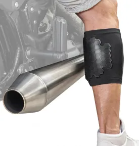 BurnJacket Motorcycle Exhaust Pipe Burn Protective Sleeve Leg Guard - Extra Wide, Dual Layer Protection, Fits 12.5-16 Inch Calf - Heat Shield for Legs, Calf Guard - Premium Motorcycle Accessories
