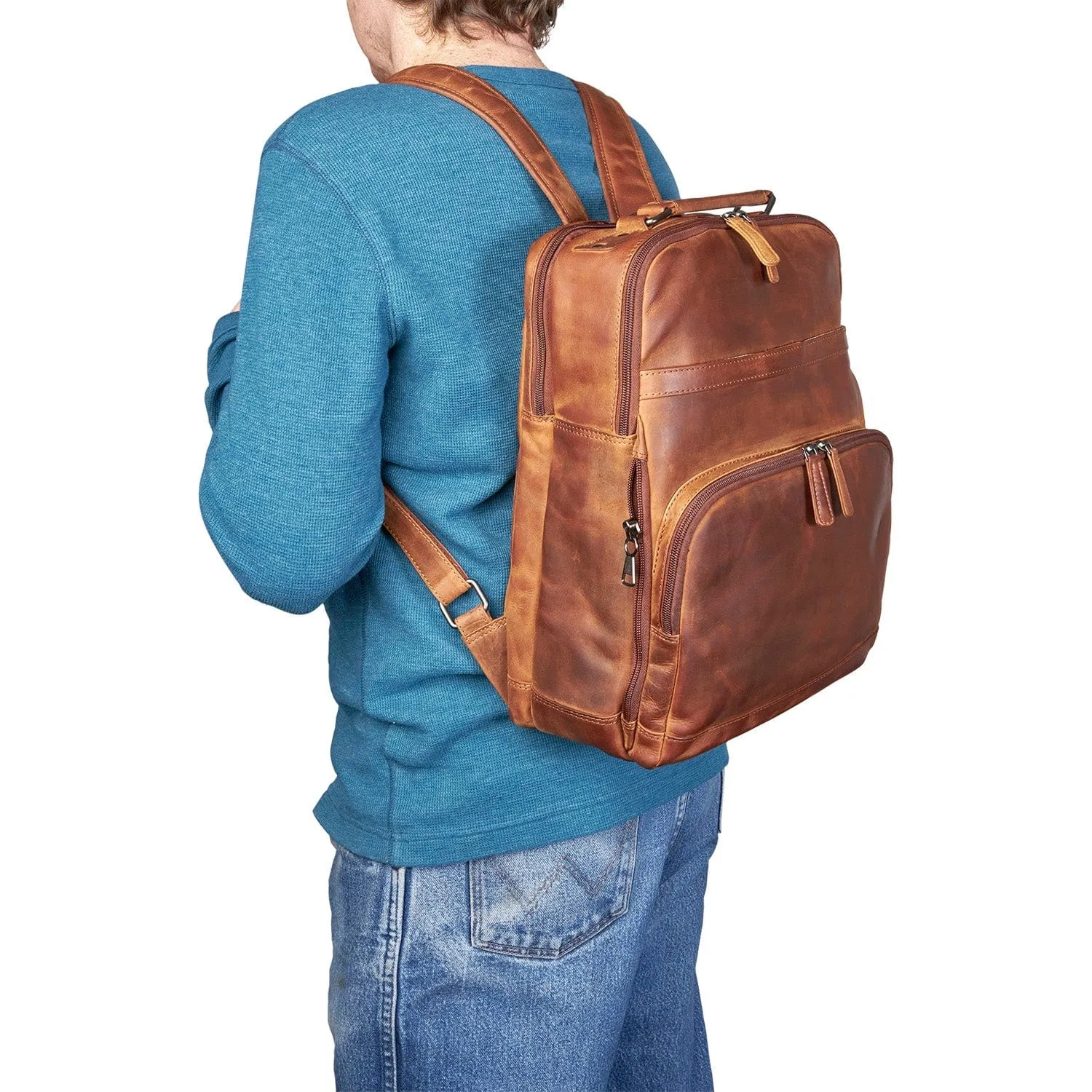 Concealed Carry Quinn Unisex Leather Backpack by Lady Conceal
