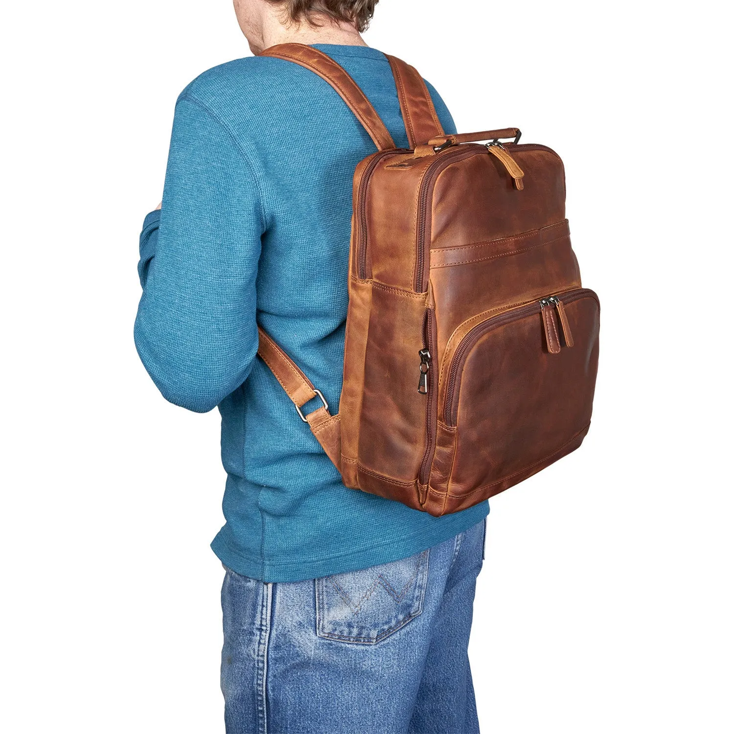 Concealed Carry Quinn Unisex Leather Backpack by Lady Conceal