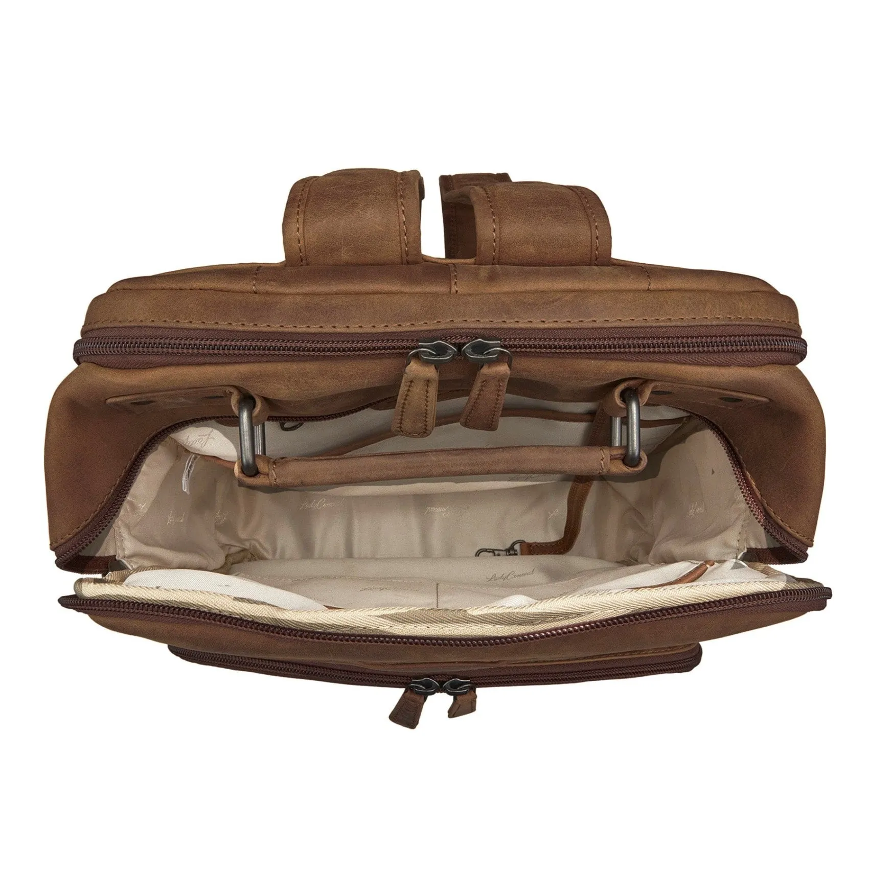 Concealed Carry Quinn Unisex Leather Backpack by Lady Conceal