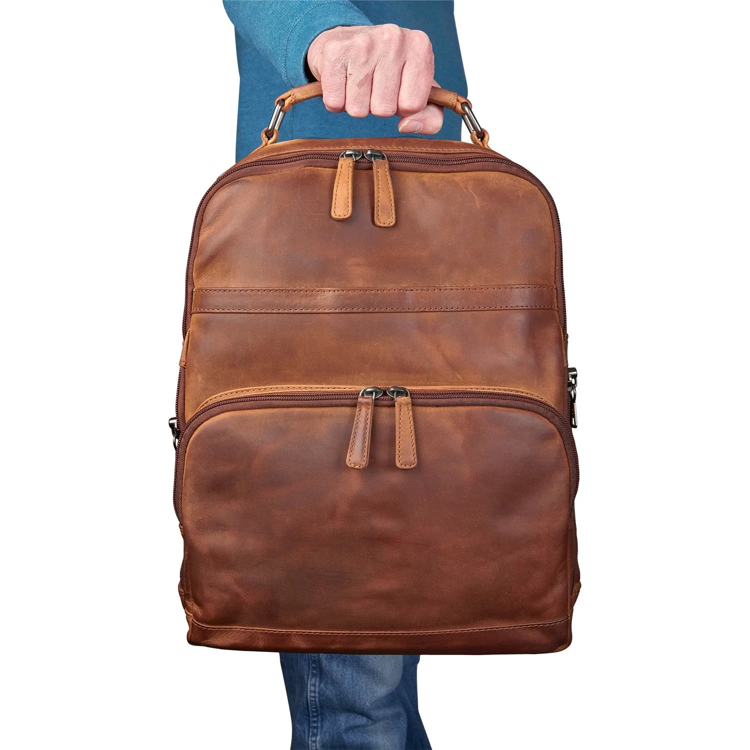 Concealed Carry Quinn Unisex Leather Backpack by Lady Conceal
