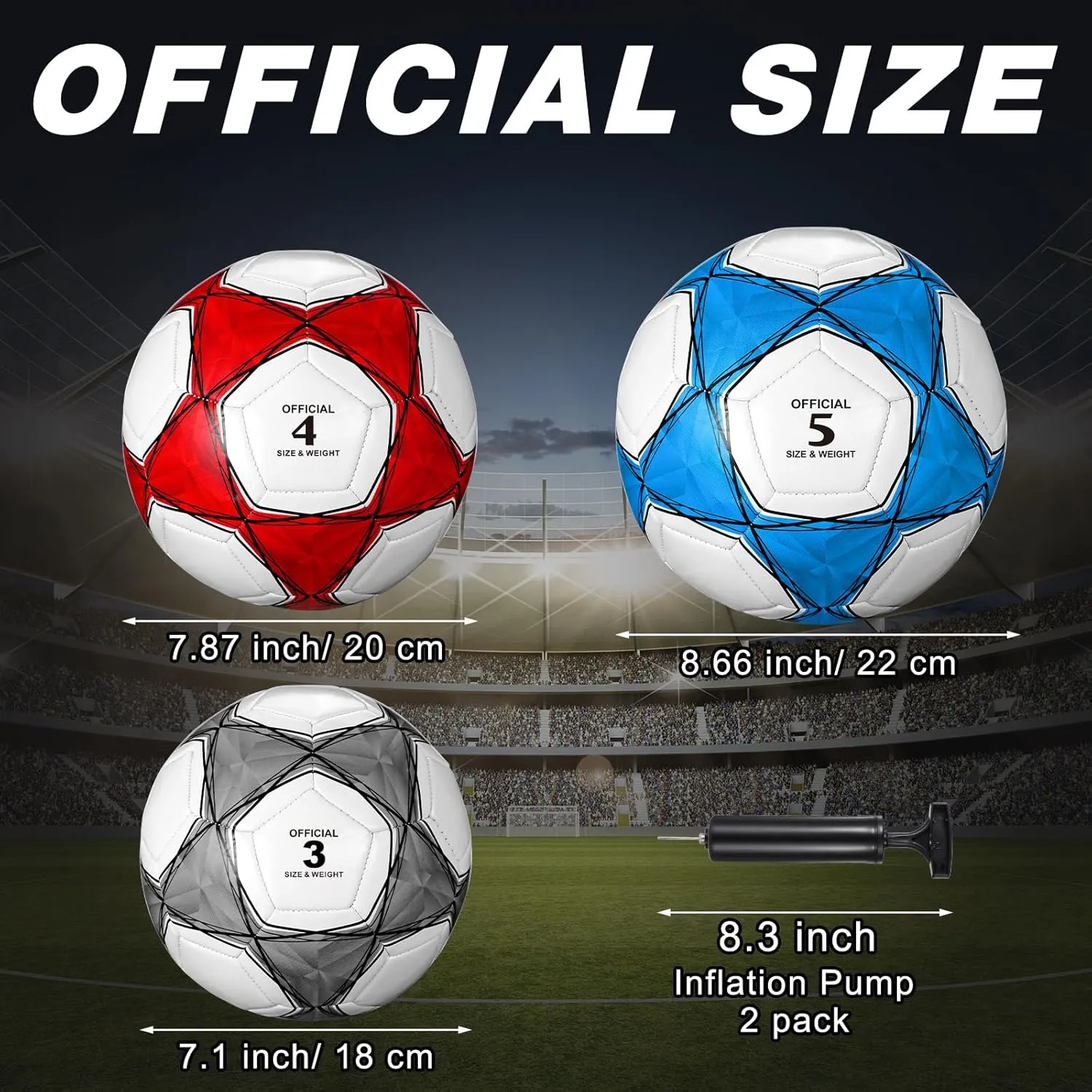 Deekin 12 Pcs Soccer Balls with Pump Official Size Deflated Soccer Ball Bulk Machine Stitched Outside Sport Ball for Teen Youth Adult Training Practice Game Back to School