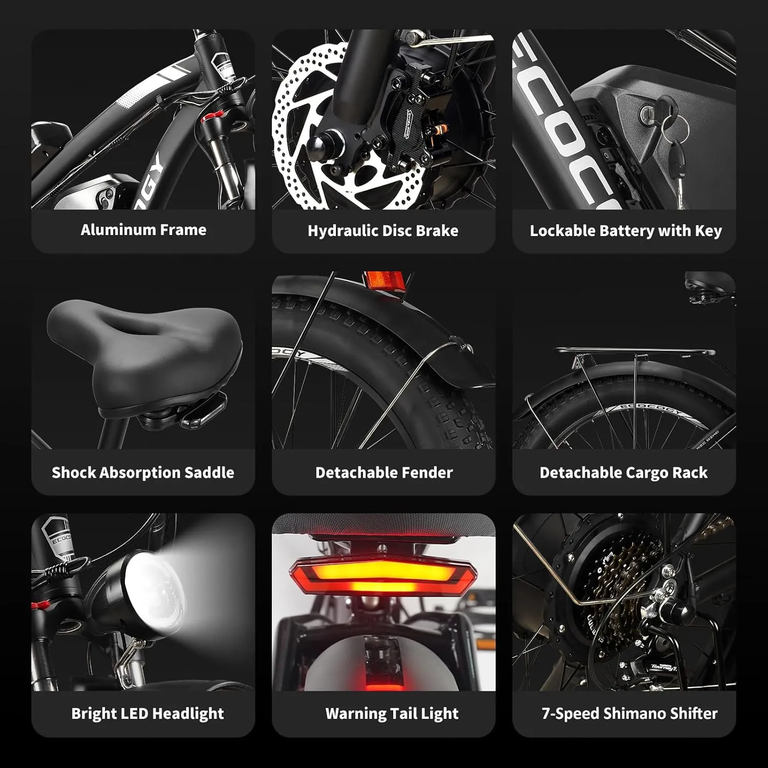 Dual Motor Electric Bikes for Adults, 52V 5000W Peak Ebikes, 32Ah/25Ah, Max 40-45MPH &95Miles E-Bike, Hydraulic Disc Brake , 26" Fat Tire Off Road Snow Mountain E-bikes, 7-Speed Pedal Assist Bicycle