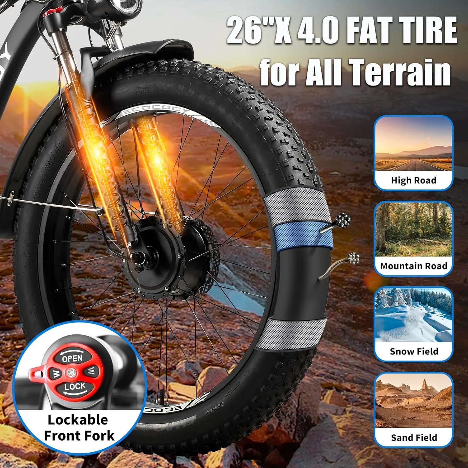 Dual Motor Electric Bikes for Adults, 52V 5000W Peak Ebikes, 32Ah/25Ah, Max 40-45MPH &95Miles E-Bike, Hydraulic Disc Brake , 26" Fat Tire Off Road Snow Mountain E-bikes, 7-Speed Pedal Assist Bicycle