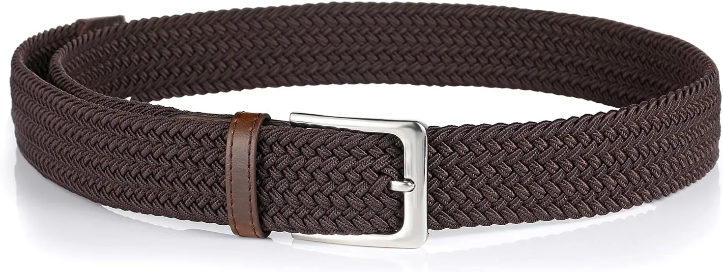 Elastic Braided Belt, 1 3/8", Woven Stretch Belt for Golf Casual Jeans Shorts Pants