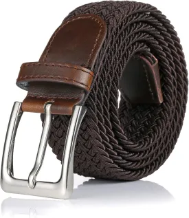 Elastic Braided Belt, 1 3/8", Woven Stretch Belt for Golf Casual Jeans Shorts Pants