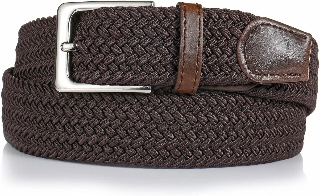 Elastic Braided Belt, 1 3/8", Woven Stretch Belt for Golf Casual Jeans Shorts Pants