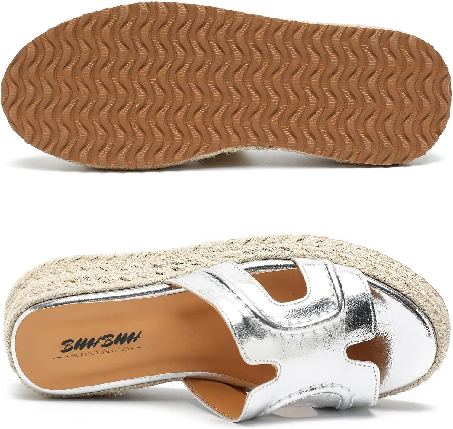 Espadrilles Wedges for Women Platform Raffia sandals Beach Slip On Shoes Summer Open toe heels Leather uppers Slides Mules for Dressy