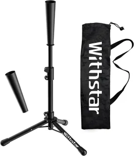 Foldable Baseball Tee for Adults, Height Adjustable from 29.5 to 44.5 Inches, Portable Batting Tee with Rubber Top, Baseball Hitting Tripod for Adults/Teens/Kids(Black-Foldable)