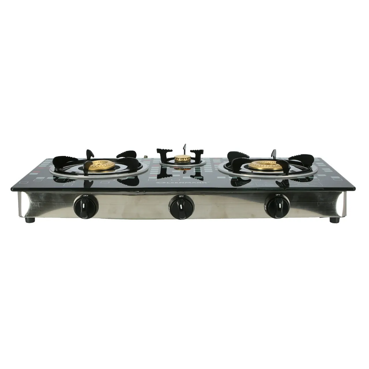 Highly Efficient Tempered Glass Triple Burner Gas Stove with Auto Ignition OMK2224 Olsenmark