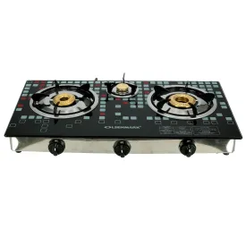Highly Efficient Tempered Glass Triple Burner Gas Stove with Auto Ignition OMK2224 Olsenmark