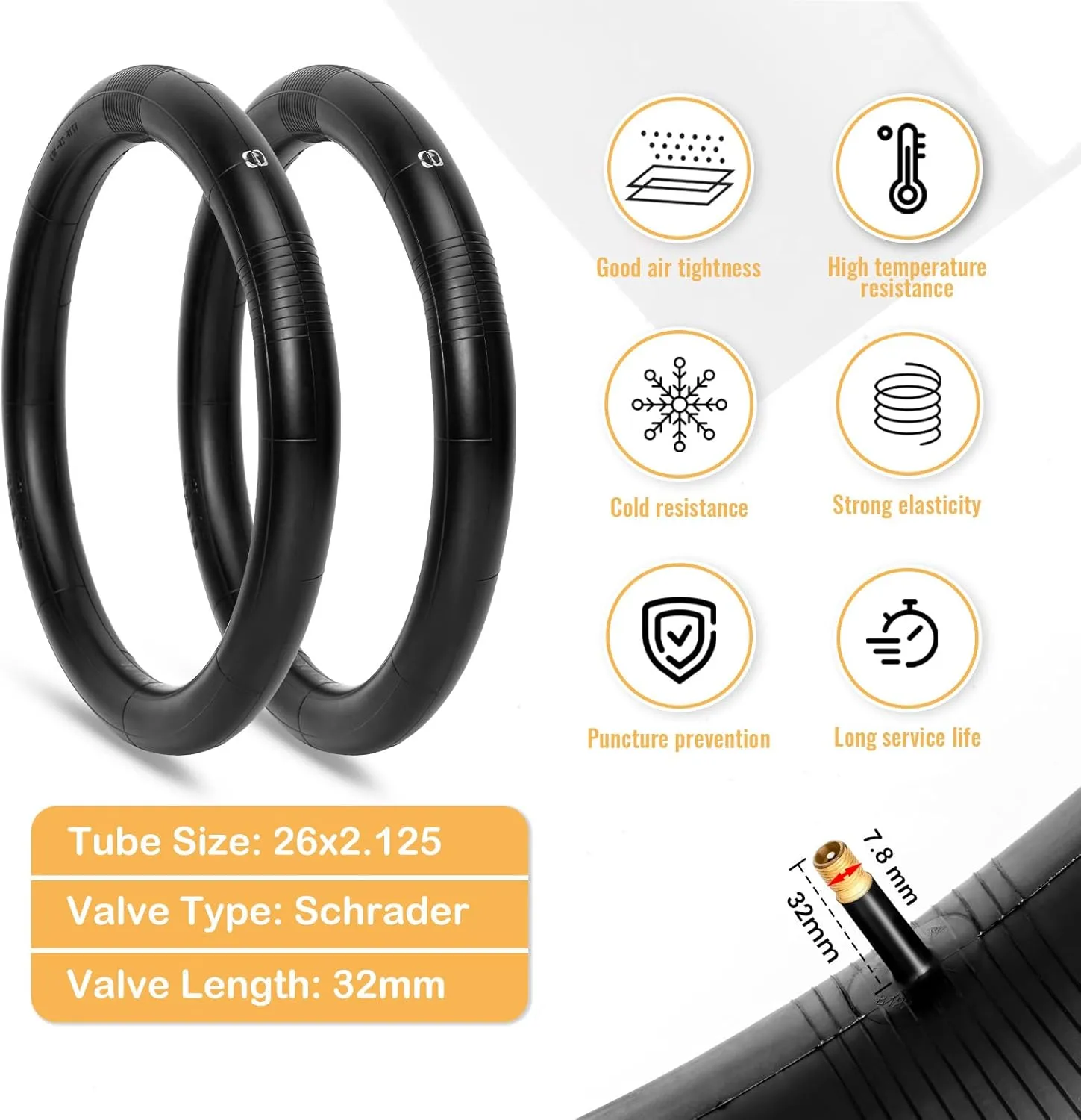 Hycline 26x2.125 Cruiser Bike Tires Set: 2-Pack 26-inch Premium Butyl Rubber Puncture-Resistant Folding Replacement Bicycle Tires for Beach Cruiser and Urban Commuting Bicycle