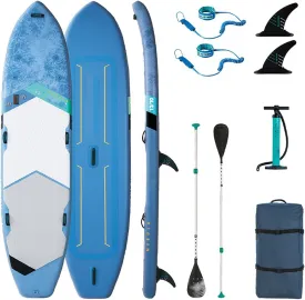 Inflatable Boat Stand Up Paddle Board SUP with 2 Adjustable Paddle & Backpack, 2 Large Fin, 2 Leash, Non-Slip Deck, Inflatable Paddle Board for 2 People Kayak Gonflable