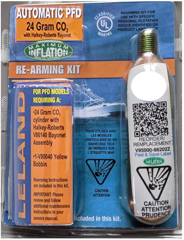 Inflatable Life Jacket Rearming Kit, Automatic, 38 g, 1/2" Threaded
