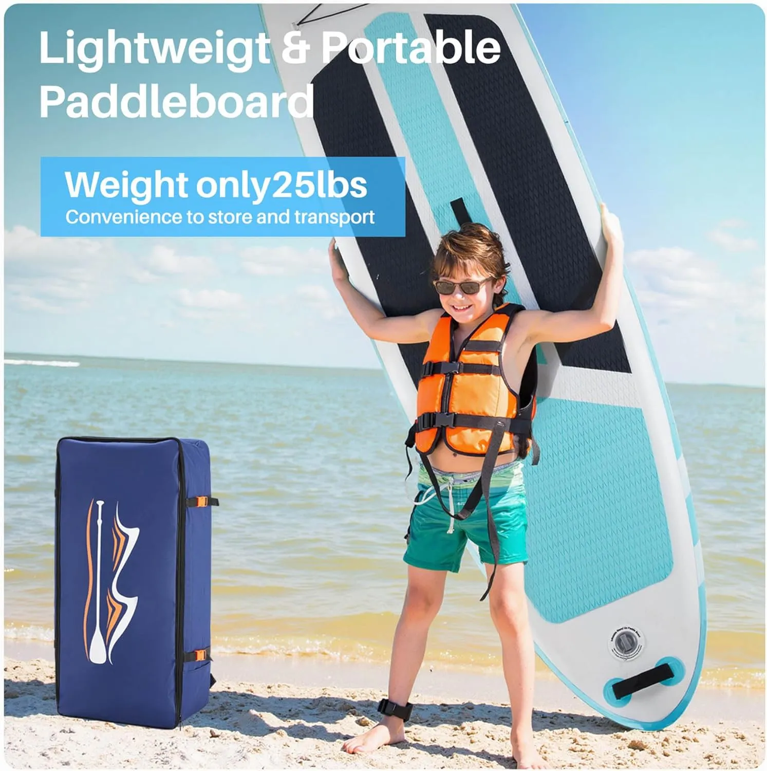 Inflatable Stand Up Paddle Board 126"x33"x6" - SUP Paddleboard with Complete Accessories Kit - 2-in-1 Adjustable Paddle, Non-Slip Deck, 400lb Capacity for Adults, Beginners, Fishing,