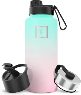 IRON FLASK Camping & Hiking Hydration Flask with 3 Lids - Stainless Steel, Double Walled & Vacuum Insulated Water Bottle - Leak Proof & BPA Free (Bubble Gum, Spout - 32 oz)