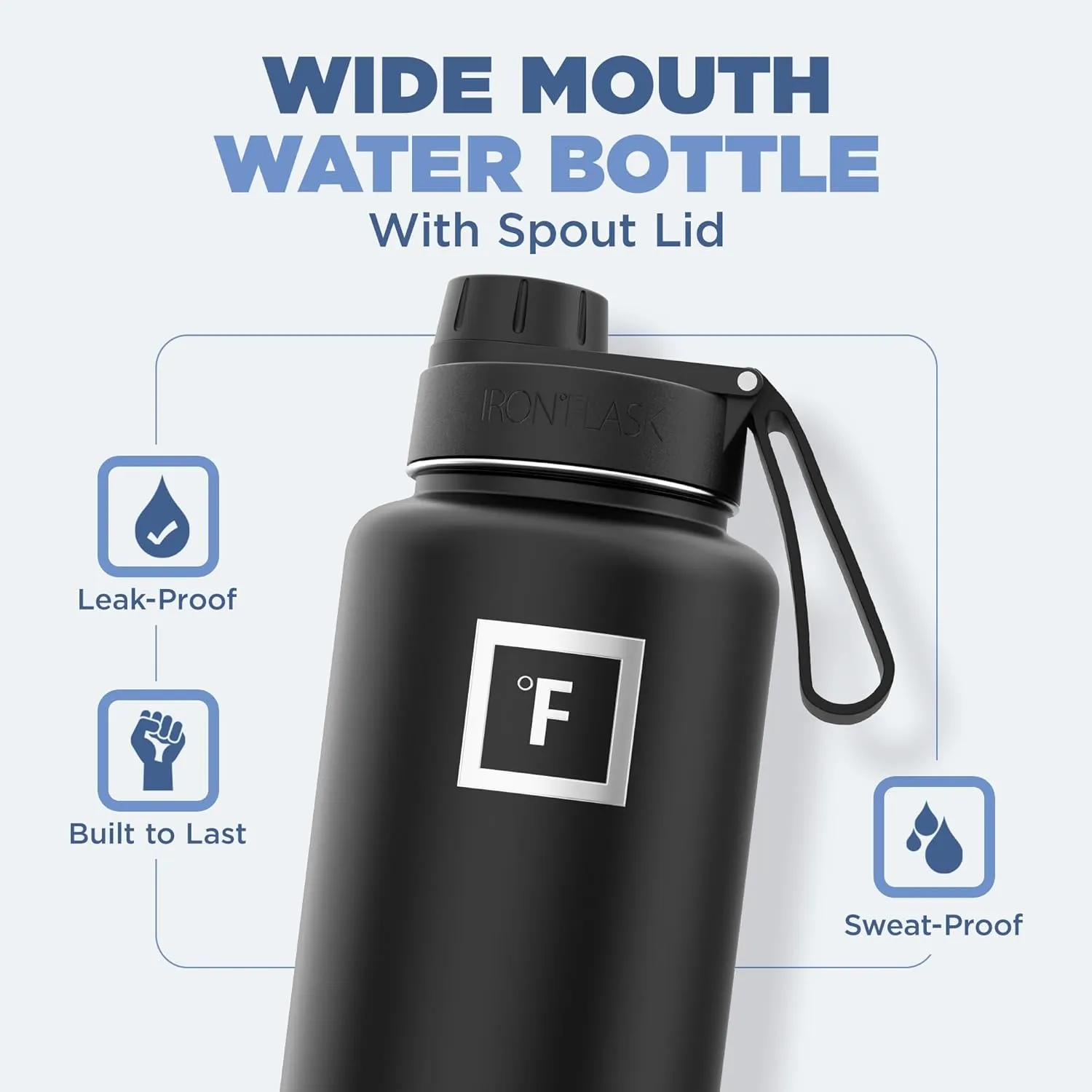 IRON FLASK Camping & Hiking Hydration Flask with 3 Lids - Stainless Steel, Double Walled & Vacuum Insulated Water Bottle - Leak Proof & BPA Free (Dark Rainbow, Spout - 32 oz)