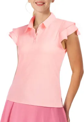 JACK SMITH Womens Golf Polo Shirt Ruffles Sleeveless Moisture Wicking Tennis Shirts Lightweight Athletic Tops