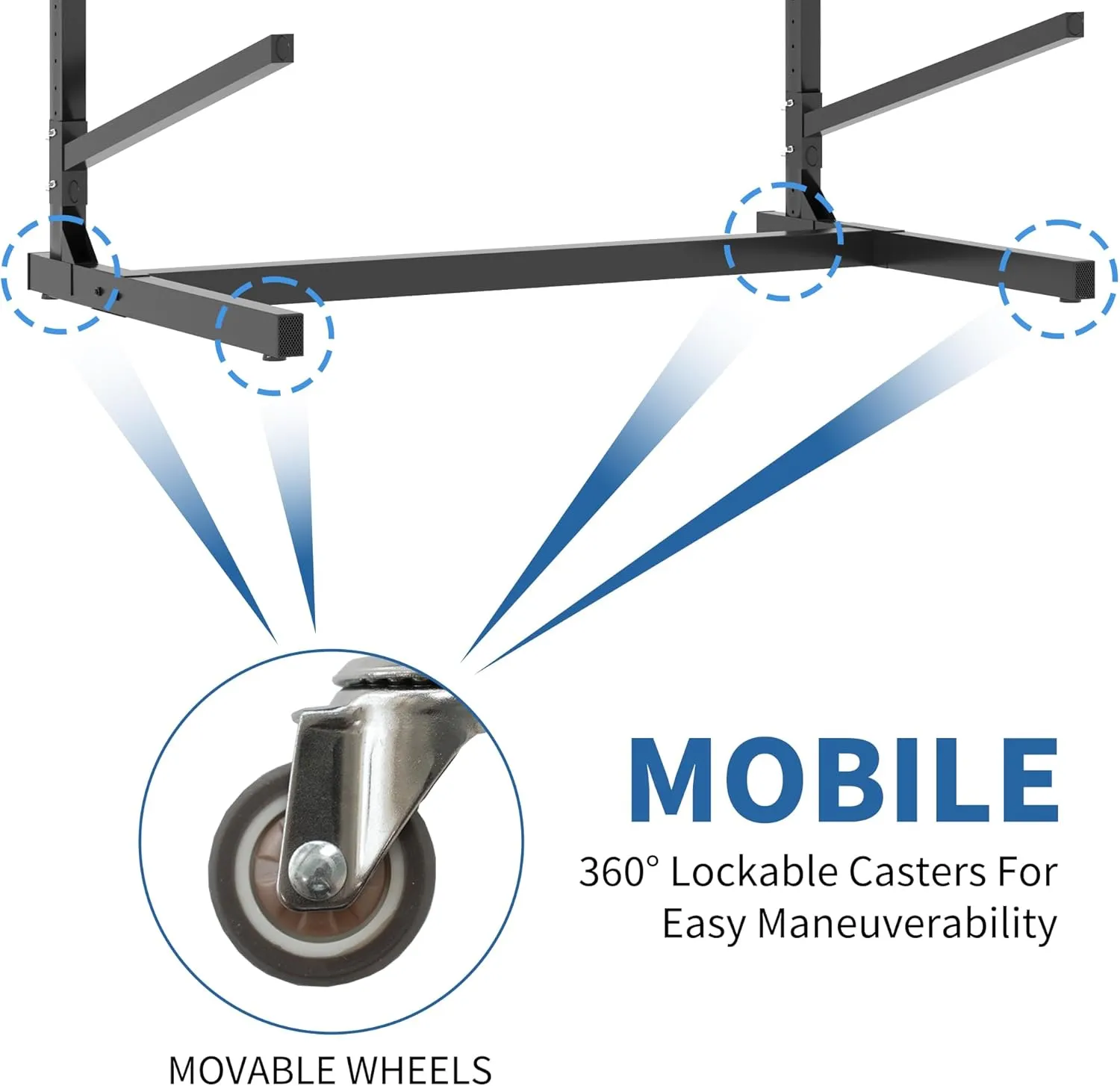 Kayak Storage Rack for 3 Kayaks, Freestanding Kayak Rack with Wheels, Metal Indoor Kayak Stand, Heavy Duty Garage Storage Rack for Kayaks,Canoes,SUP,Paddle Board and Surfboards