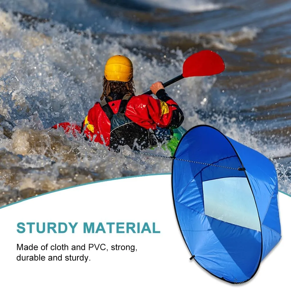 Kayak Wind Sail, Portable Foldable Durable Wind Sail with Transparent Window for Kayak Canoes (Blue)