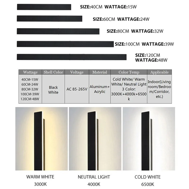 Led Modern Long Wall Lamp Indoor Wall Light Surface Mounted  Living Room Sofa Background Wall Sconce Nordic Decor Lamps For Home