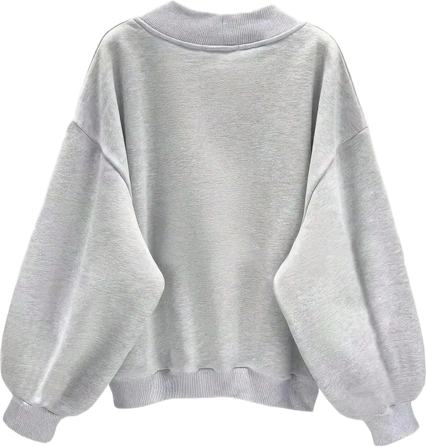 LovelyWholesale Women Oversized V Neck Sweatshirt Long Sleeve Shirts Drop Shoulder Tops
