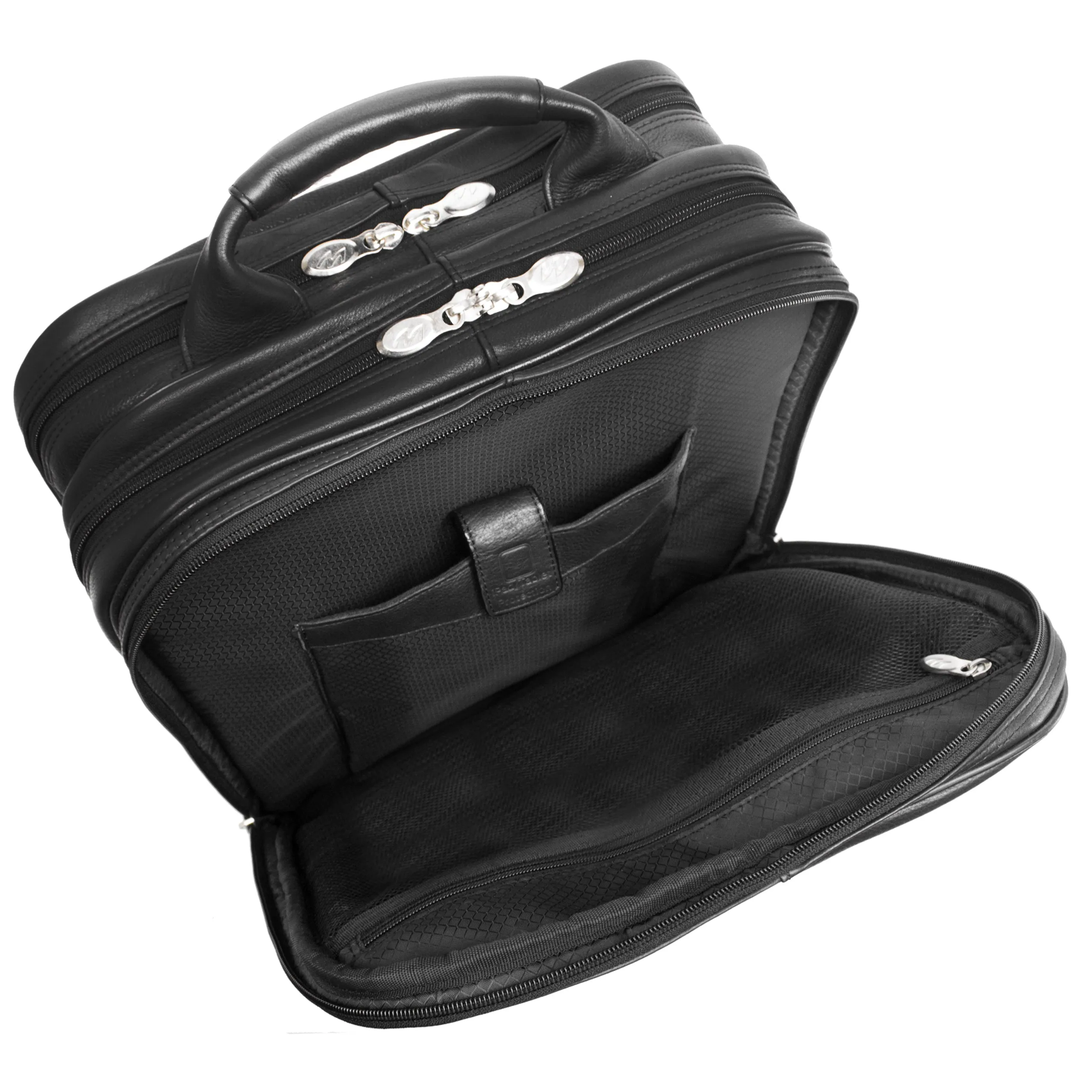 McKlein WICKER PARK 17" Leather Patented Detachable -Wheeled Three-Way Laptop Backpack Briefcase