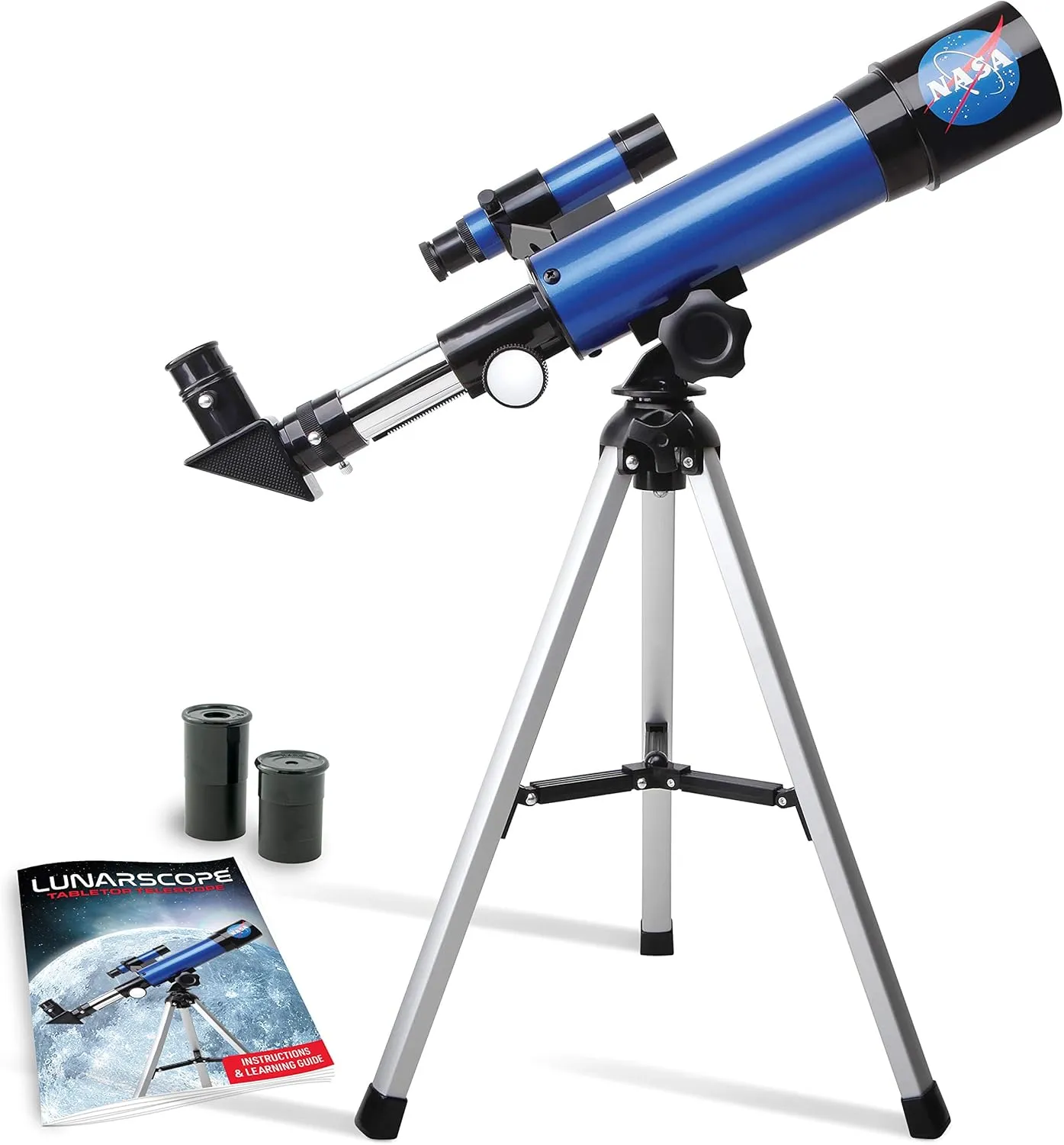 NASA Lunar Telescope for Kids  90x Magnification, Includes Two Eyepieces, Tabletop Tripod, and Finder Scope- Kids Telescope for Astronomy Beginners, Space Toys, NASA Gifts (Amazon Exclusive)