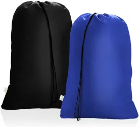 OTraki Drawstring Laundry Bag Fabric 28 x 45 inch Large Heavy Duty Laundry Bags Storing Thick Dirty Clothes Organizer Home Laundry Hamper Bag for Travel Camp College Blue & Black