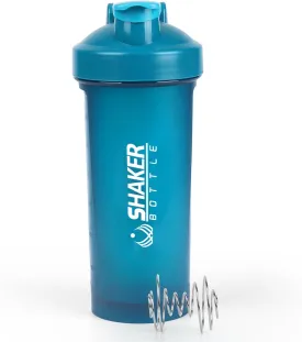 Protein Shaker Bottle 24oz- Leak- Proof GYM Shaker Cup with Handle and Mixing Ball Effortlessly Blend Drinks, Stay Hydrated During Workouts - BPA Free (BLUE)
