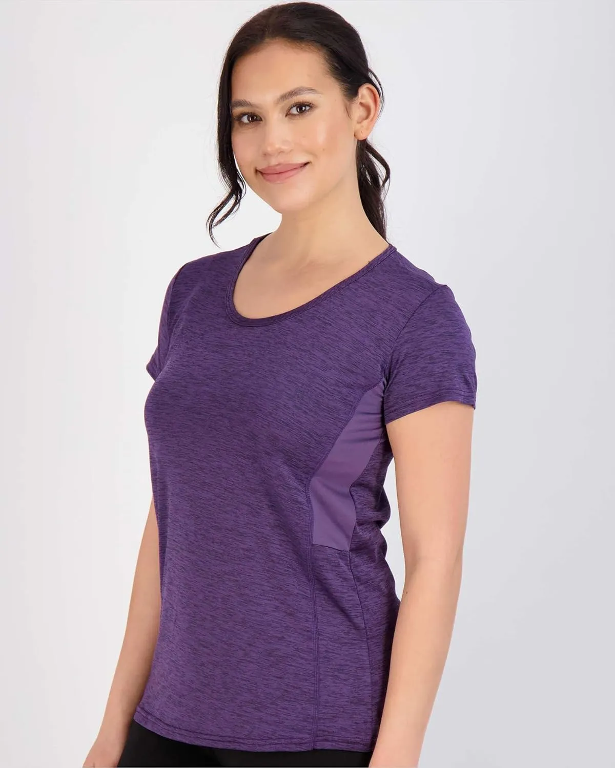 Real Essentials 5 Pack: Women's Dry Fit Tech Stretch Short-Sleeve Crew Neck Athletic T-Shirt (Available in Plus Size)
