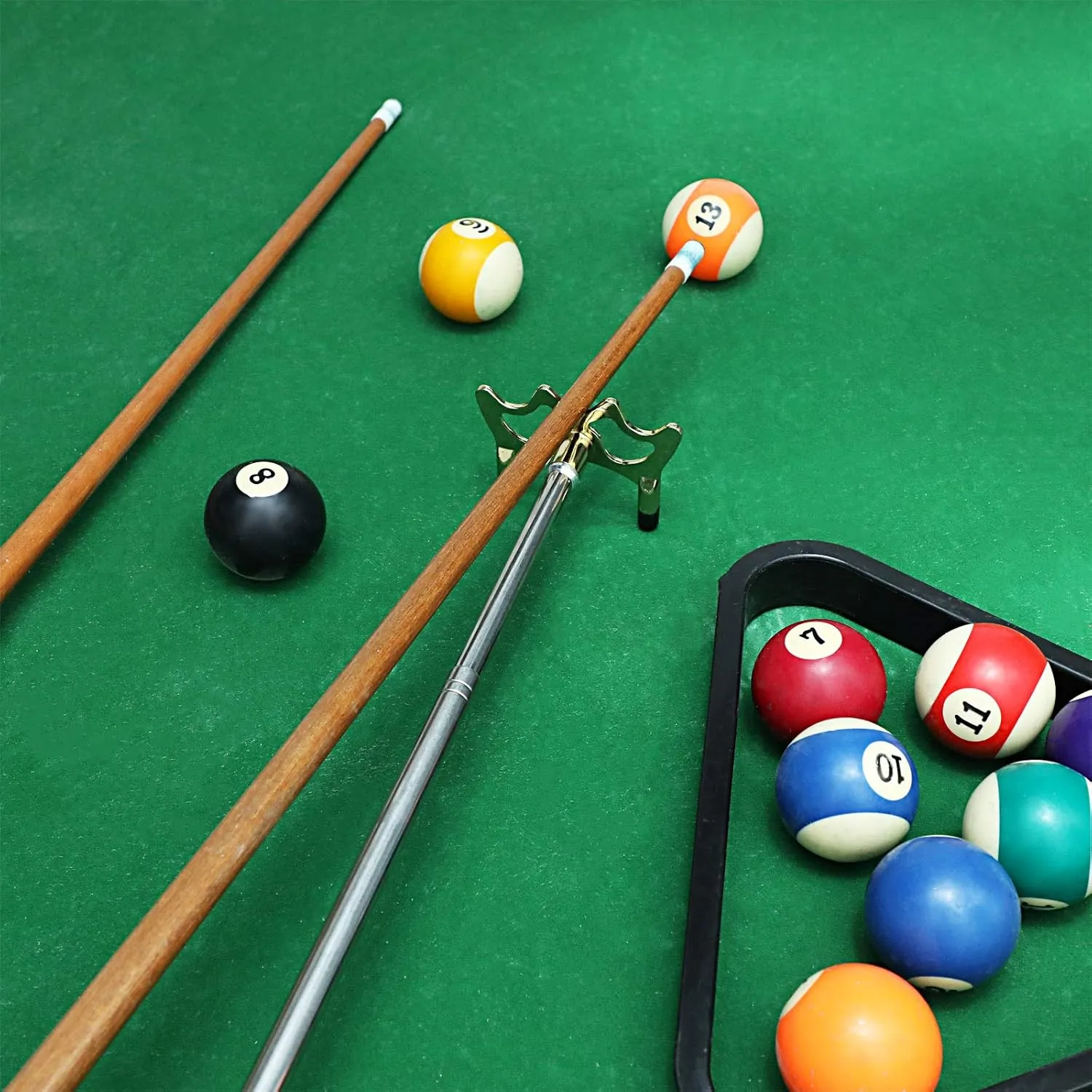 Skylety Pool Cue Snooker Stick Pool Table Accessories Retractable Billiards Cue Rest with Removable Brass Bridge Head