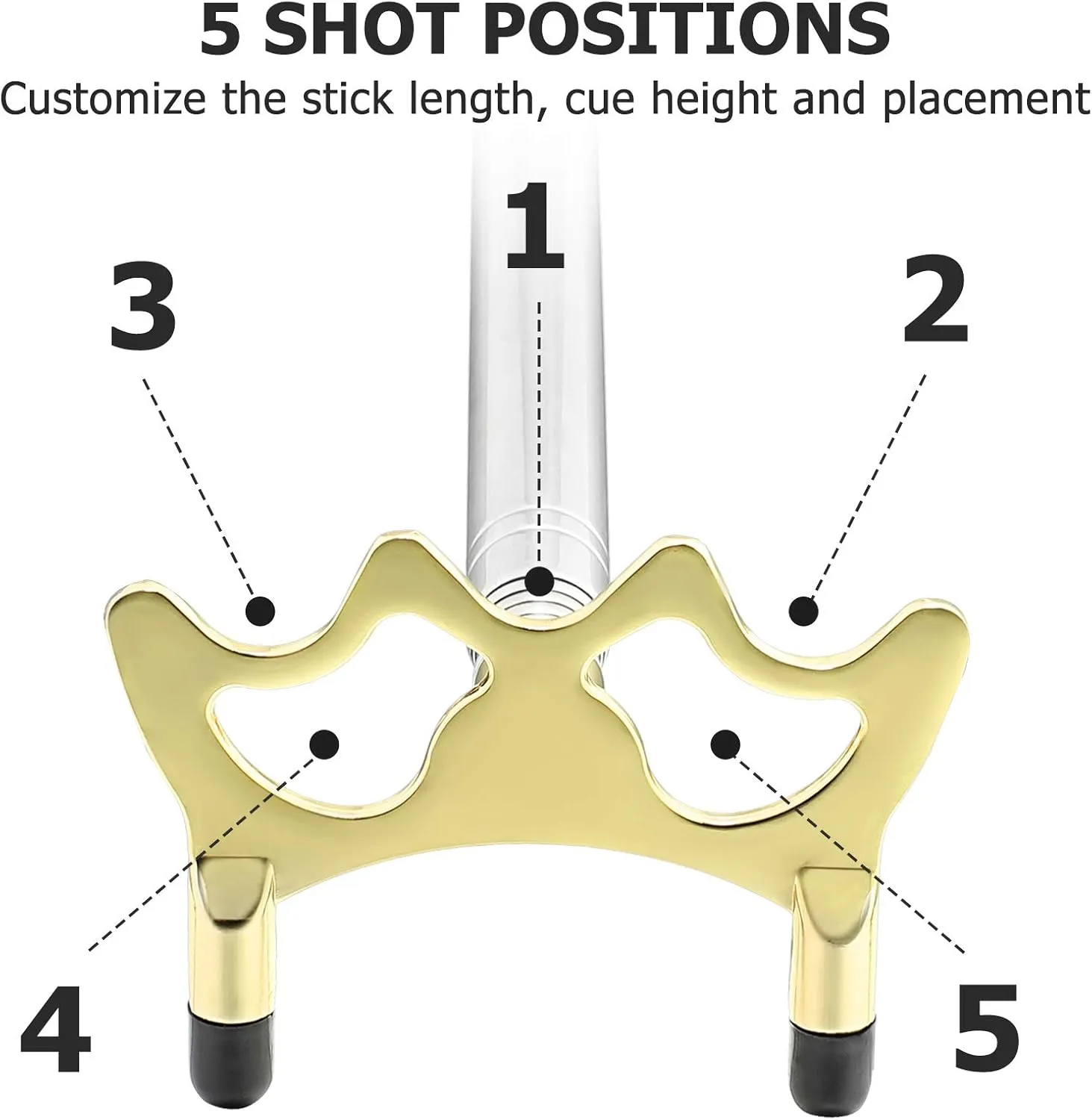 Skylety Pool Cue Snooker Stick Pool Table Accessories Retractable Billiards Cue Rest with Removable Brass Bridge Head