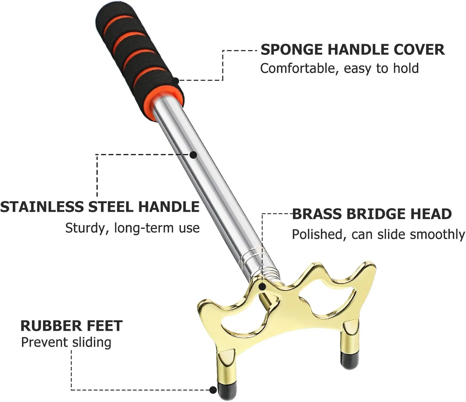 Skylety Pool Cue Snooker Stick Pool Table Accessories Retractable Billiards Cue Rest with Removable Brass Bridge Head