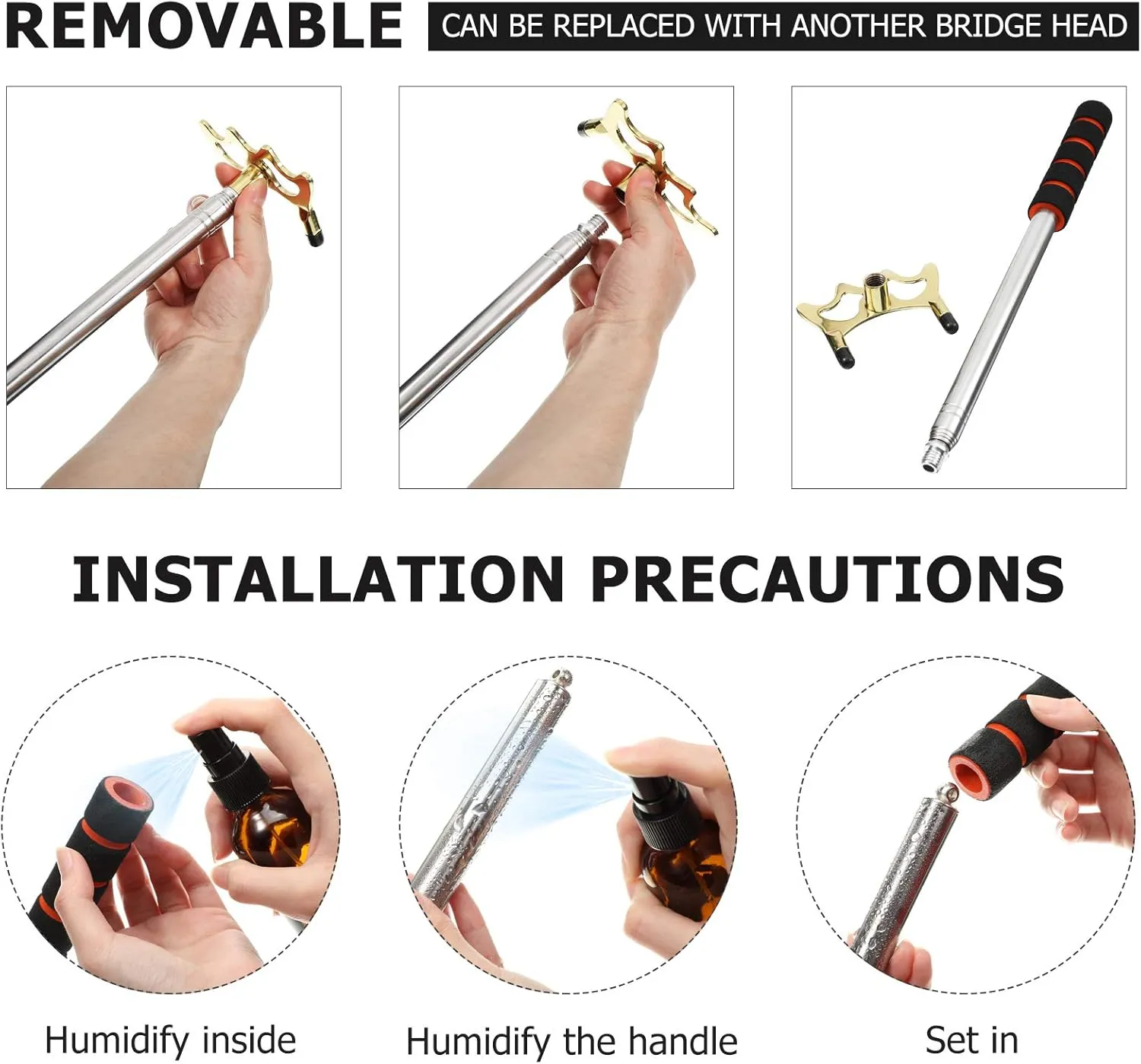 Skylety Pool Cue Snooker Stick Pool Table Accessories Retractable Billiards Cue Rest with Removable Brass Bridge Head