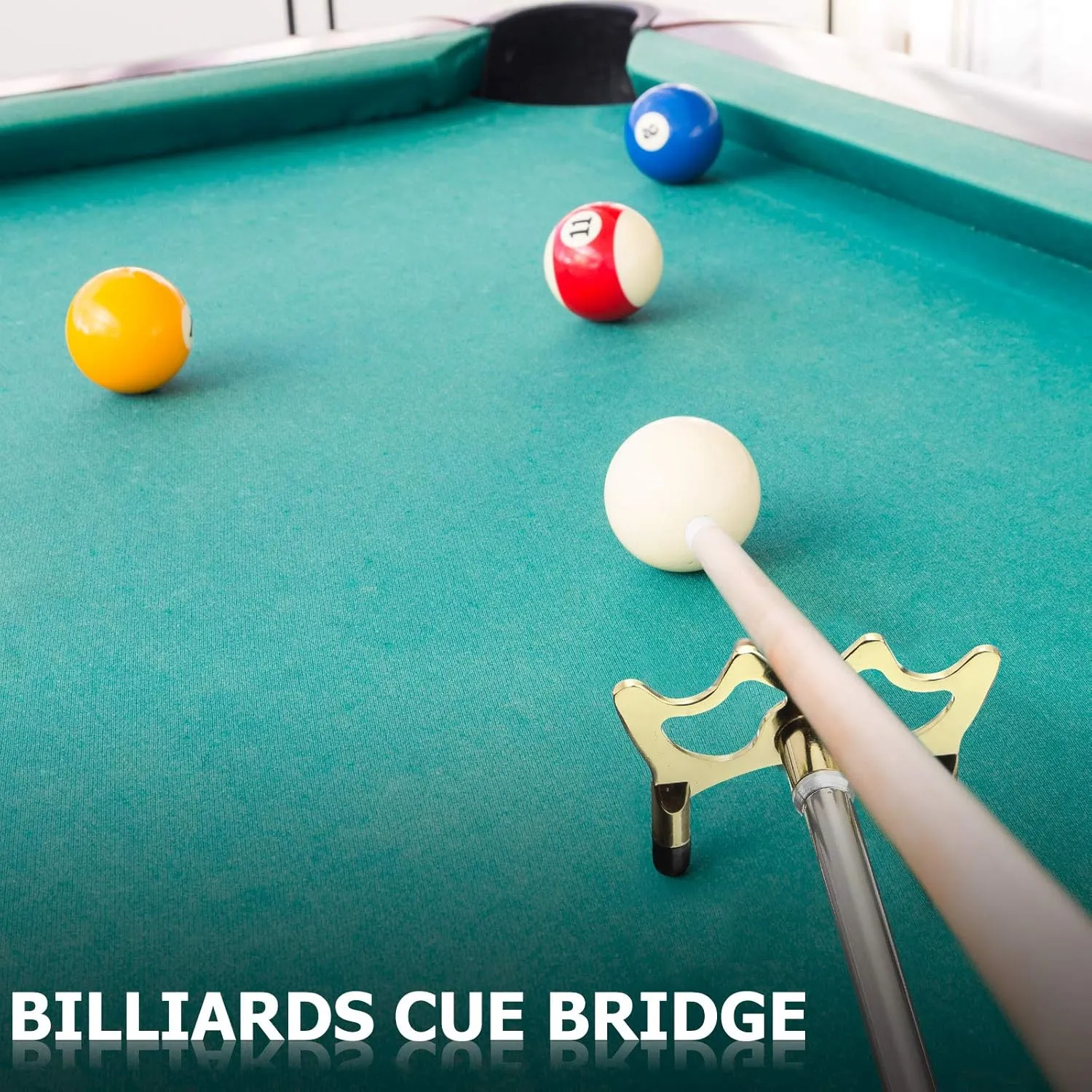 Skylety Pool Cue Snooker Stick Pool Table Accessories Retractable Billiards Cue Rest with Removable Brass Bridge Head