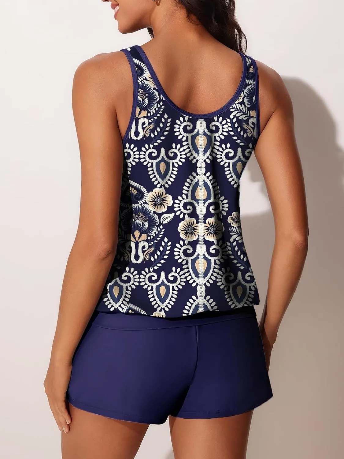 Summer Mae Blouson Women's Tankini Swimsuits Tummy Control Modest 2025 Two Piece with Sporty Pockets Bathing Suits