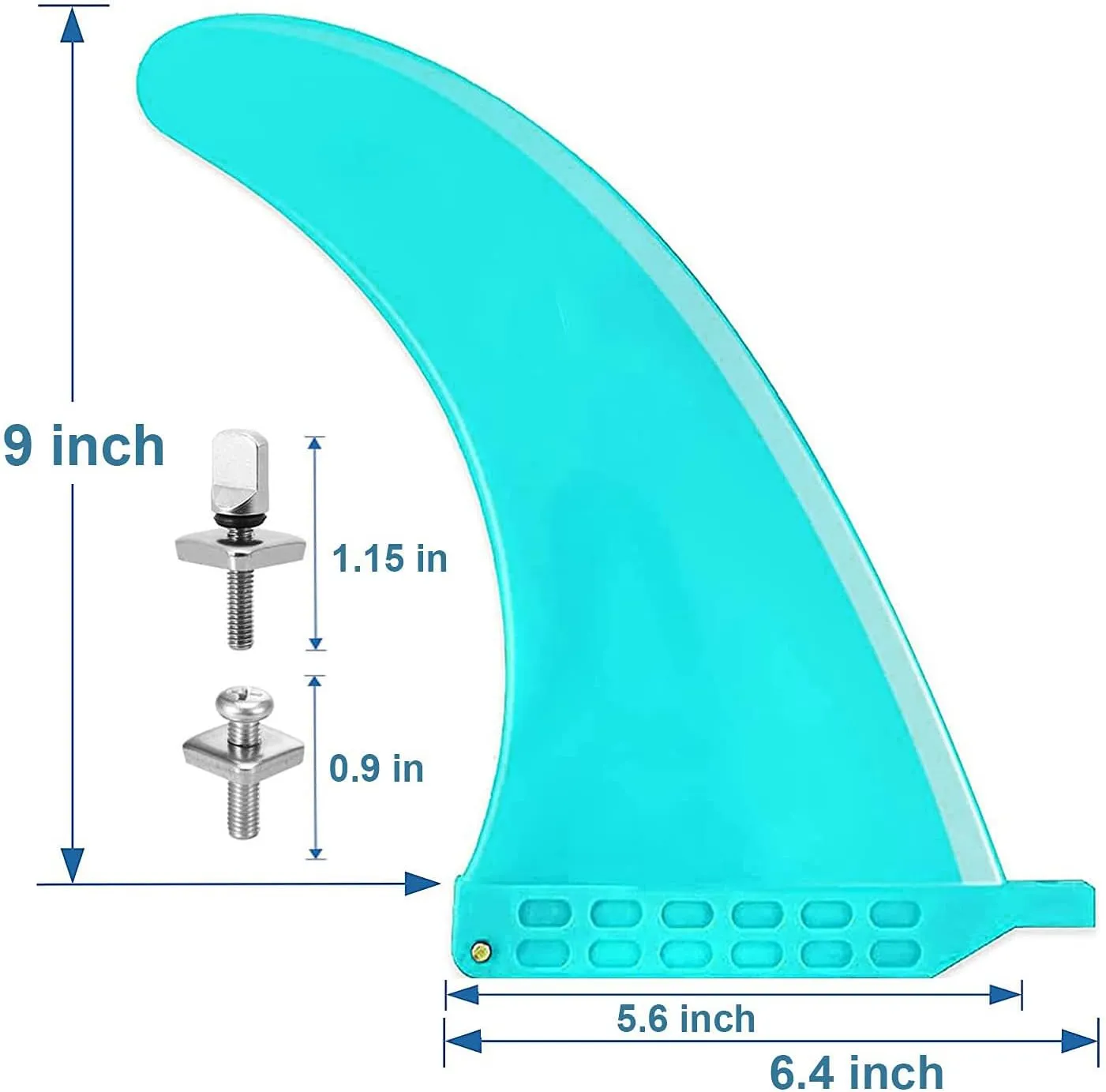 Surf SUP Fin - Free No Tool Fin Screw 9 inch Center Fin,for Surfboard Longboard and Paddleboard,with Free No Tool Screws