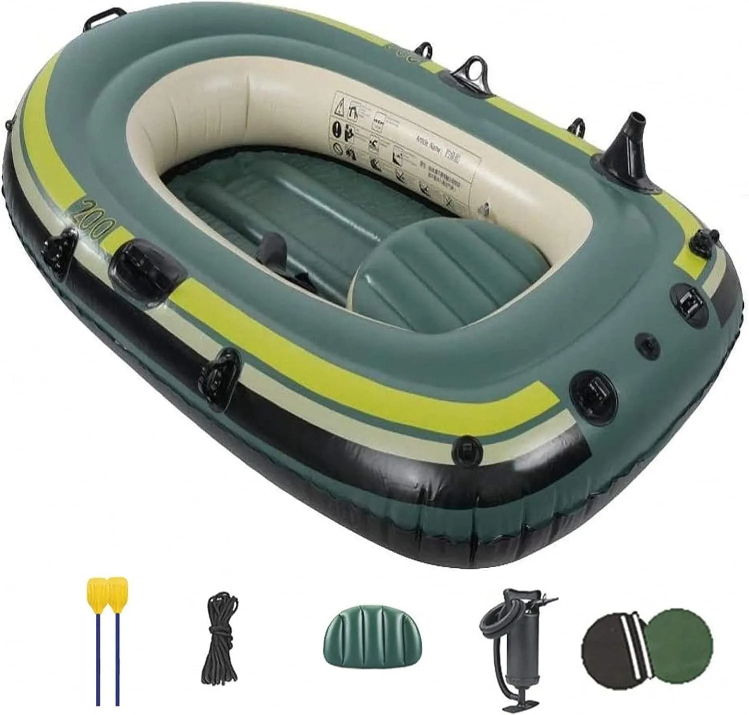 TEmkin 2-Person Inflatable Kayak, Inflatable Pump Rope Paddle Raft Inflatable Kayak, Portable Fishing Boat