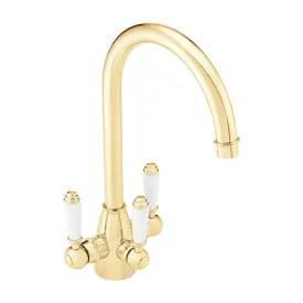 Valencia traditional filter tap with ceramic levers - gold
