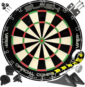 Viper Slash Official Competition Bristle Steel Tip Dartboard, WDF Accredited with Staple-Free Ultra-Thin Metal Wiring, Self-Healing Professional-Grade African Sisal, Magnetic Dart Holders,Black
